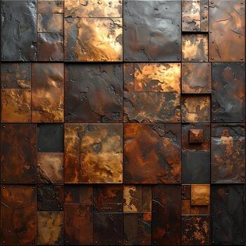 Rustic, metallic wall tiles in warm copper tones photo