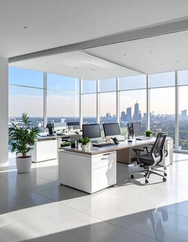 Modern office space with city views photo