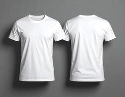 frente y espalda ver de un llanura blanco camiseta Bosquejo foto