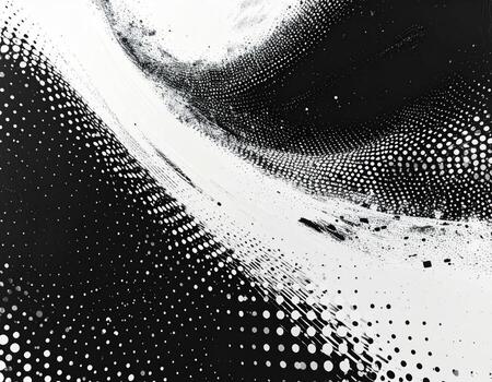 Abstract black and white swirling pattern of dots photo
