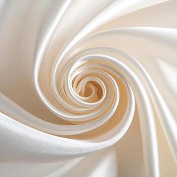 Cream silk fabric swirled in a spiral pattern photo