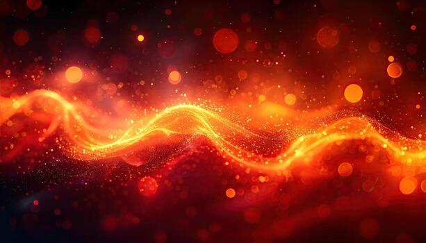 Abstract fiery wave pattern with glowing particles photo