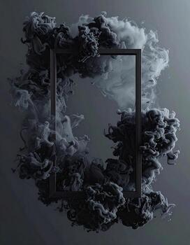 Abstract ink clouds frame photo