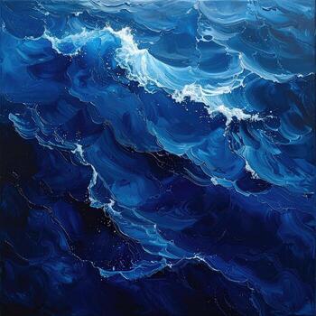 Abstract painting of turbulent ocean waves photo