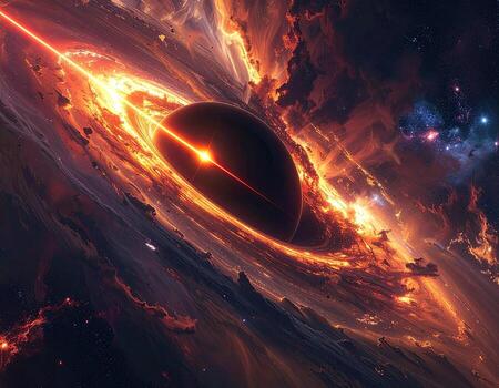 Fiery cosmic vortex around a black hole photo