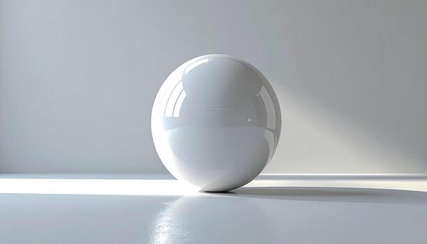 Glossy white egg-shaped orb in a minimalist studio photo