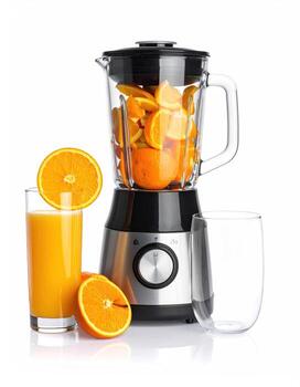 Fresh orange juice blend in a blender photo