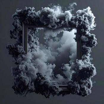 Dark smoke frame, square image photo