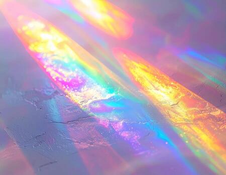 Colorful iridescent light streaks on a textured surface photo