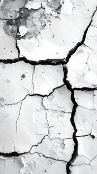 de cerca ver de agrietado, gris blanco superficie. profundo fisuras cruzado el texturizado avión foto