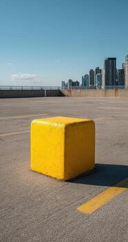 A yellow square in a parking lot photo