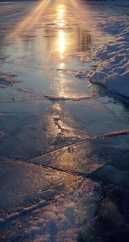 A river with ice and snow photo