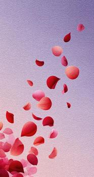A bunch of red petals falling from the sky photo