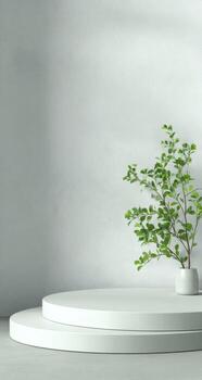 A white table with a plant in it photo
