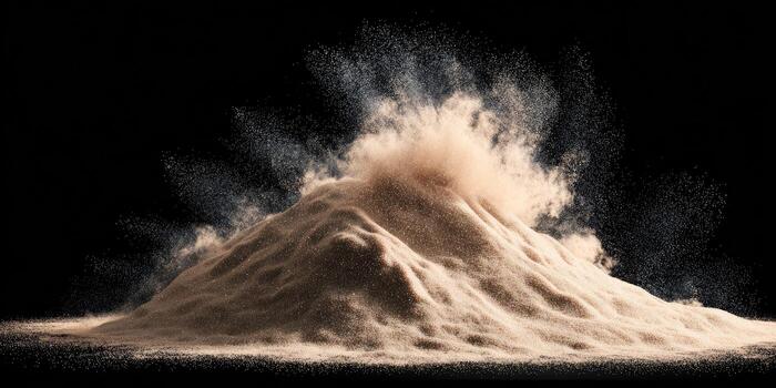 A pile of powder on a black background photo