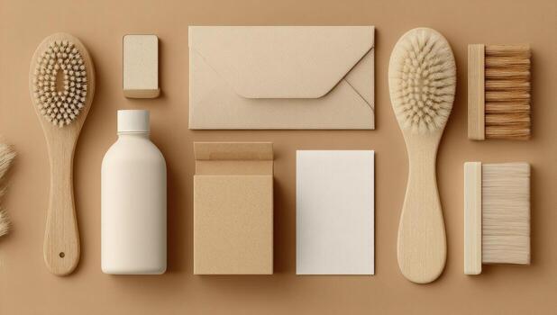 Various items including a brush, toothbrush, and envelope photo