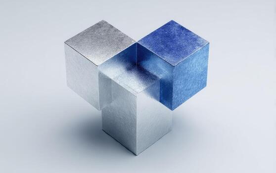 A blue and silver cube with a heart on it photo
