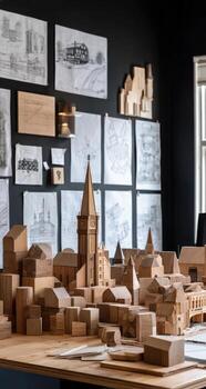 A model of a city is sitting on a table photo