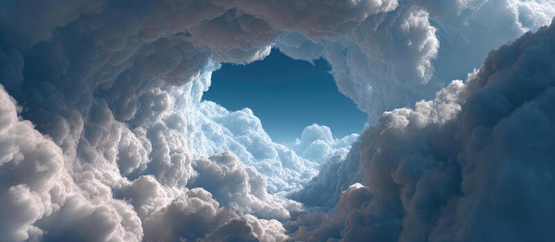 Clouds and sky with a hole in the middle photo