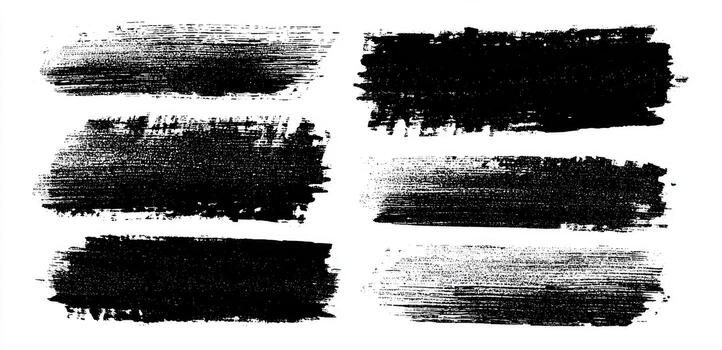 Black paint brush strokes set on white background photo