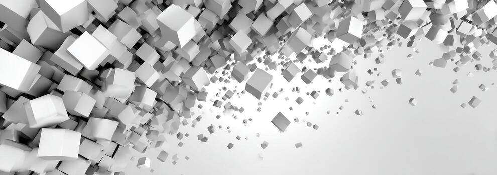 3d rendering of cubes falling from the sky photo