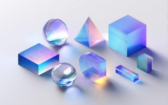 3d render of a set of colorful cubes photo