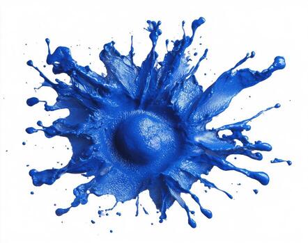 Blue paint splashes on white background photo