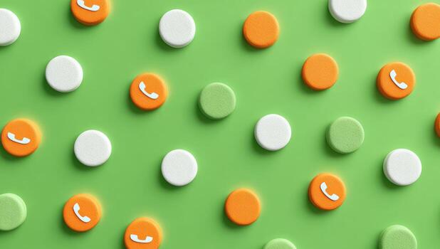 A green background with orange and white phone buttons photo