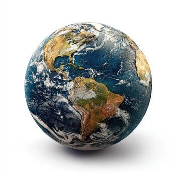 The earth is shown on a white background photo