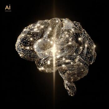 ai cerebro concepto con brillante líneas y brillante cerebro foto
