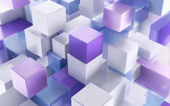 3d rendering of purple and white cubes photo