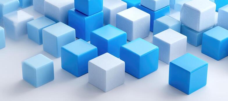 3d blue cubes on white background photo