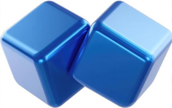 Two blue cubes with one on top of the other photo