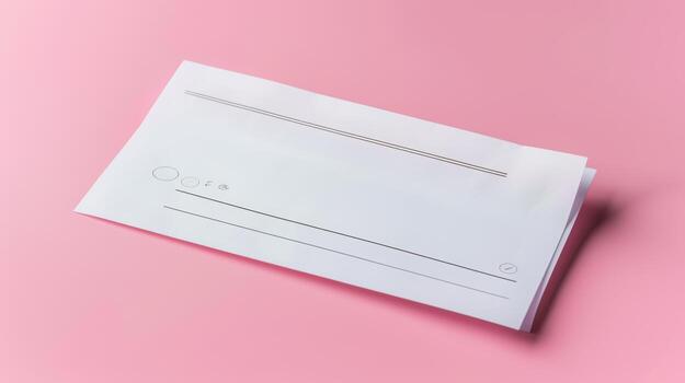 Blank white envelope on pink background photo