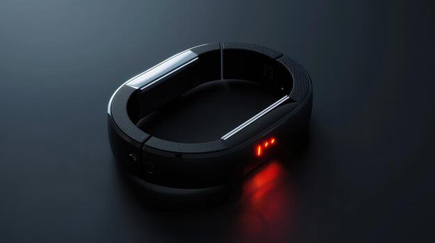 A black bracelet with red lights on it photo