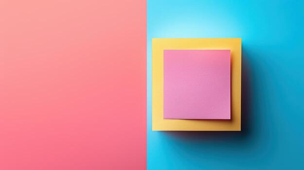 A pink and blue square on a colorful background photo