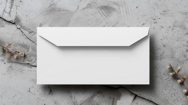 An open white envelope on a concrete wall photo
