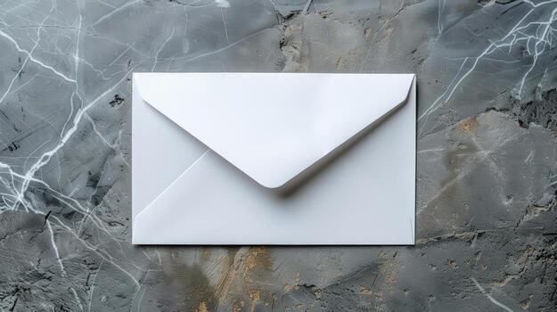 An envelope with a white envelope on a marble surface photo