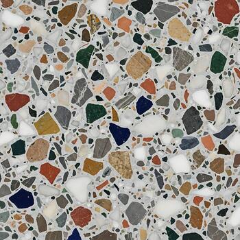 Smooth terrazzo abstract seamless pattern background top view with small pebble stones photo