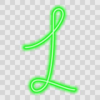 Hand Drawn Neon Number 1. One Continuous Line Editable Minimalist Design Glow Effect in trendy Green. Isolated illustration Sticker Icon Number Related content or Greeting Cards, price, leaflet vector