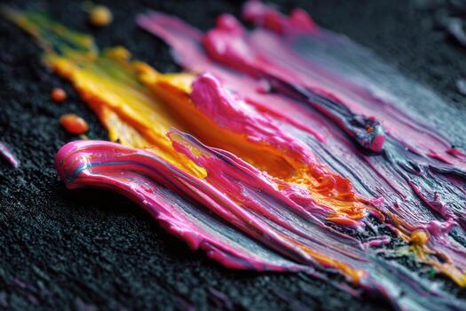 Vibrant abstract paint strokes in vivid colors create stunning artistic textures for creative projects photo