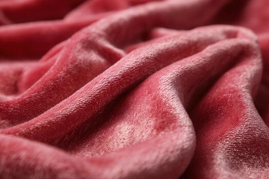 Luxurious red velvet fabric background with soft folds, perfect for elegant designs and textures photo