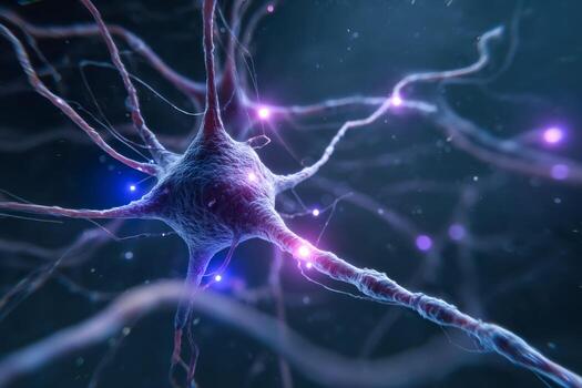 Advanced neural network visualization with interconnected glowing nodes photo