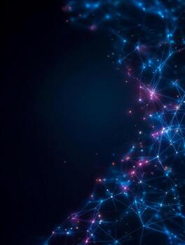 Abstract digital network with interconnected glowing nodes and lines photo