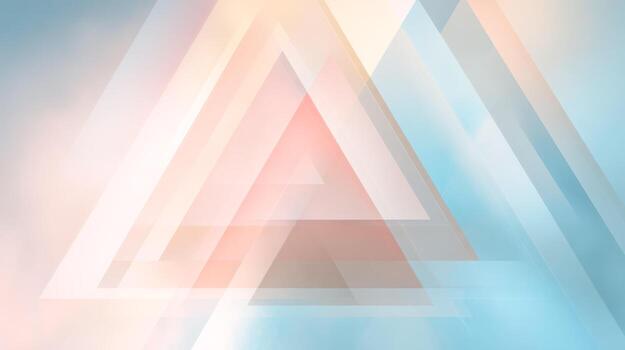 Abstract geometric composition with layered triangular shapes and soft pastel gradients photo