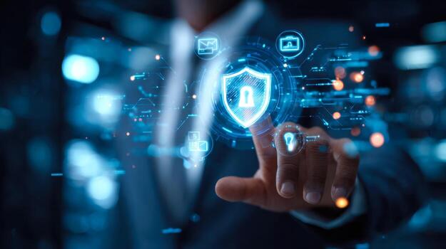 digital seguridad y datos proteccion concepto con virtual bloquear íconos foto