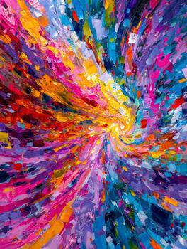 Vibrant abstract swirl of colors creating dynamic energy and movement photo