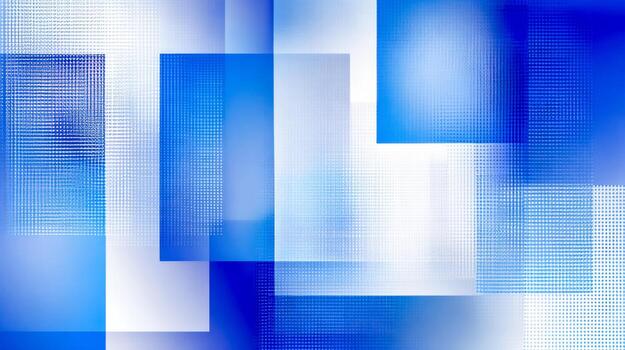 Abstract digital blue geometric pattern with overlapping squares and gradient effects photo