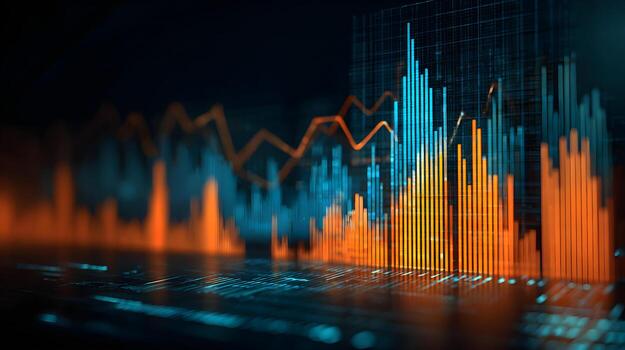 creciente bar grafico y línea grafico demostración creciente Estadísticas foto