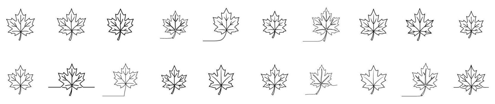 editable arce hoja continuo línea Arte icono conjunto vector